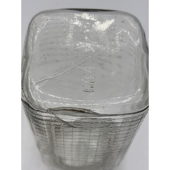 Vintage Square Qt. Jar Waffle/grid Pattern Three Sides Canning/ Coffee Jar - Picture 8 of 11